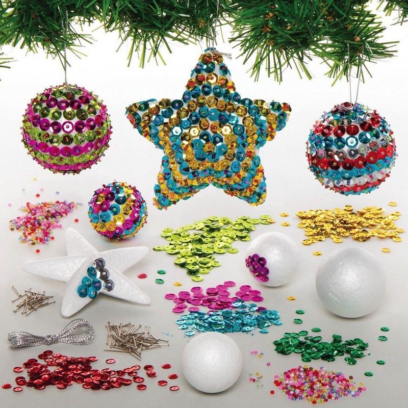 Knutselset - Kerstballen - 10 Stuks - Polystyreen - Pailletten