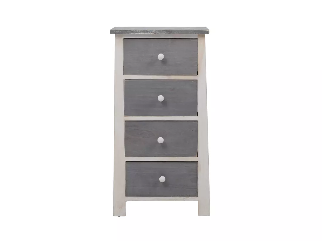 Chiffonnier 4 Tiroirs Bois Gris Vintage 73x37x27