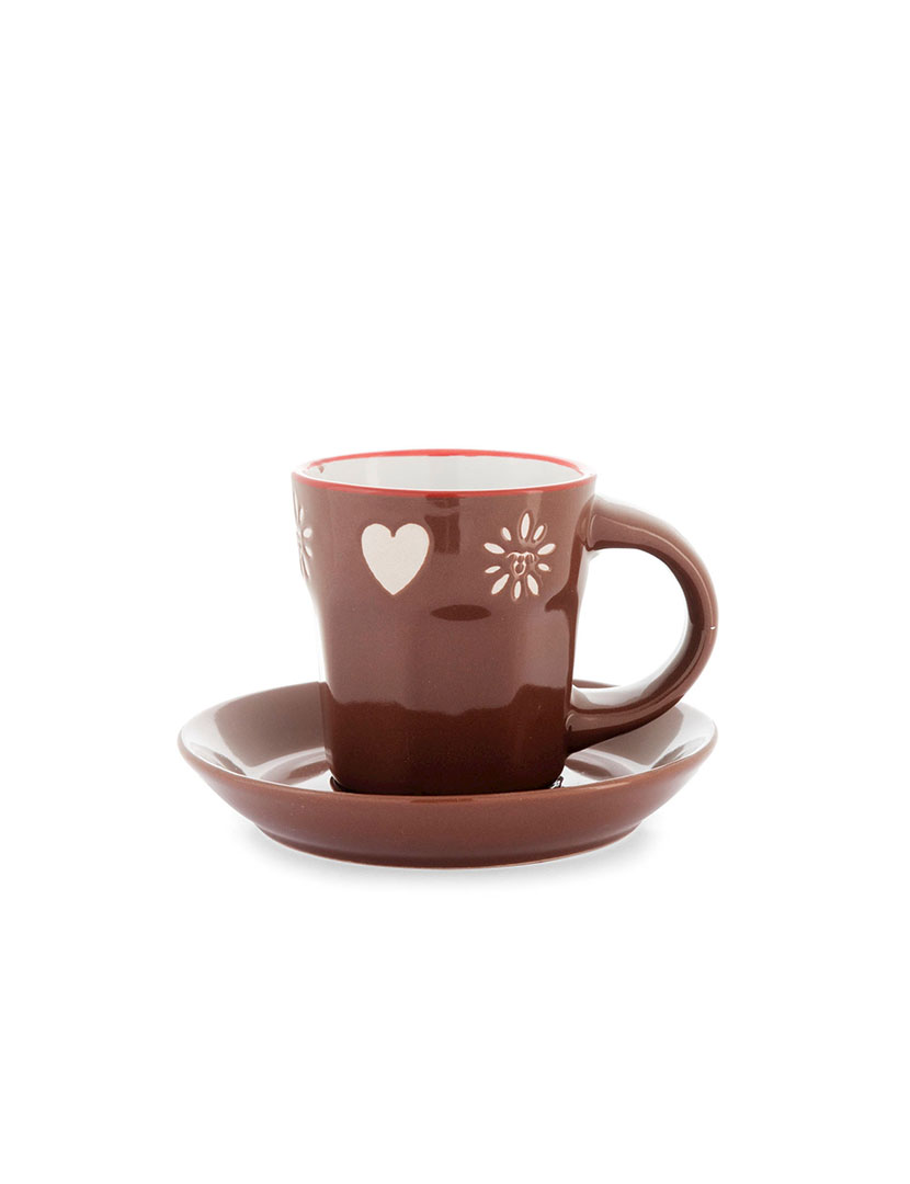 Set of 4 Chalet Coffee Cups with Saucer