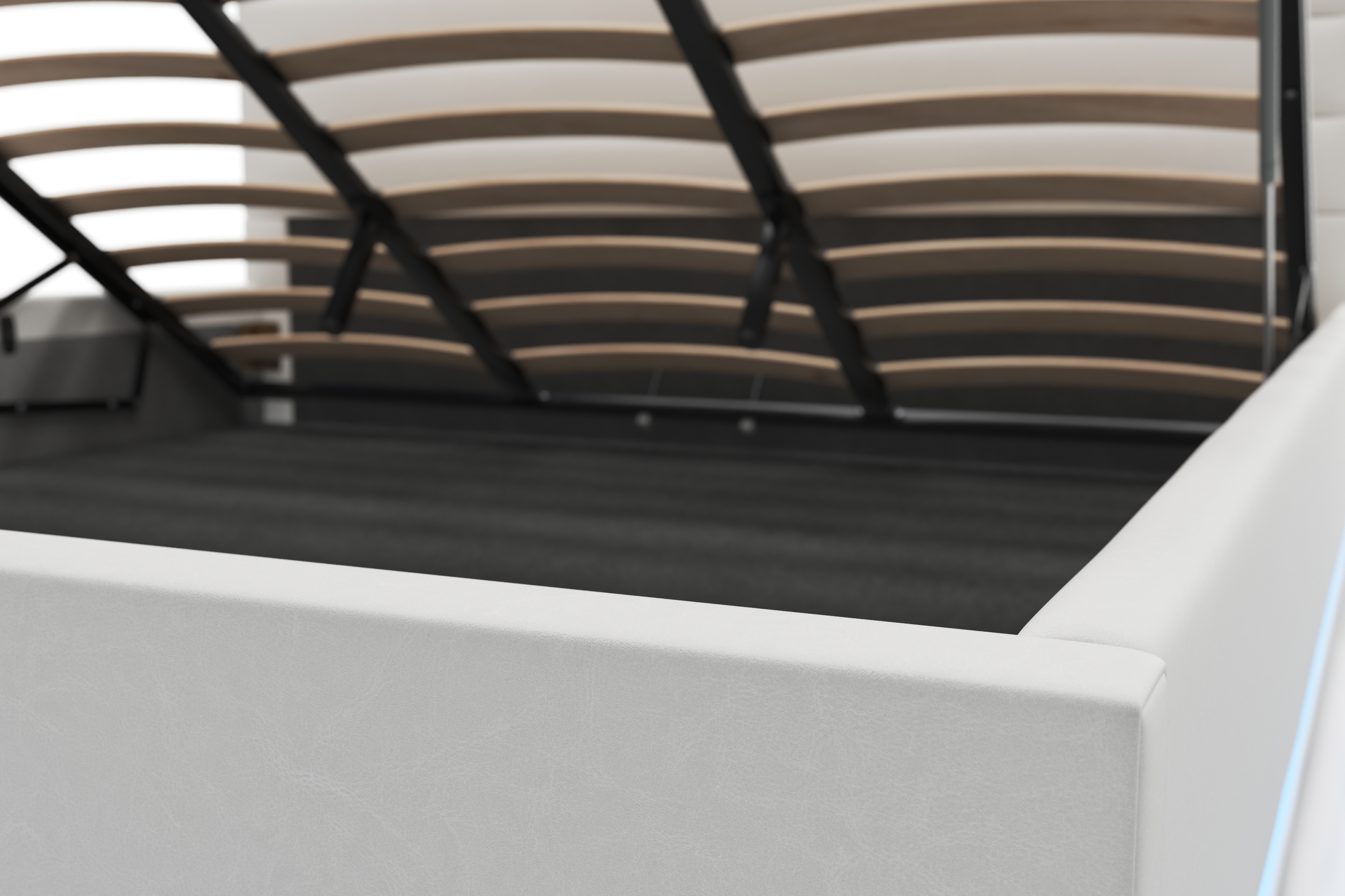 Lederbett LED STARDUST 180 x 200 cm weiss