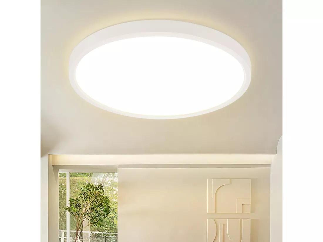 NETTLIFE Plafonnier LED plafonnier salle de bain Ø30cm lampe de chambre rond blanc 24W lampe de couloir 3000K