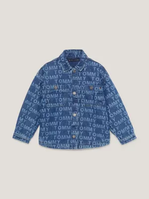 Sobretudo jeans com logo gravado a laser