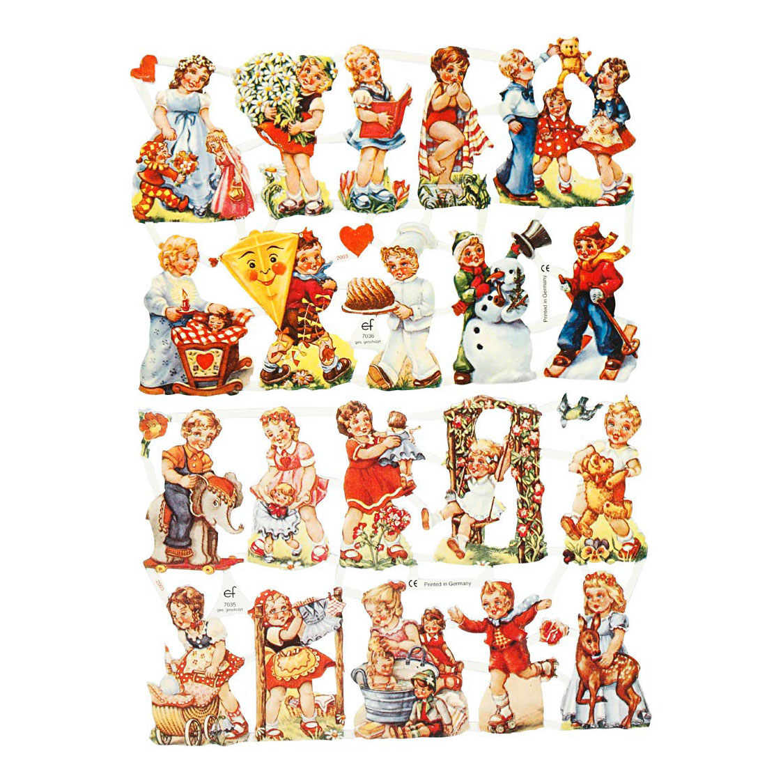 Vintage Plaatjes Nostalgische Kinderen, 2 Vellen