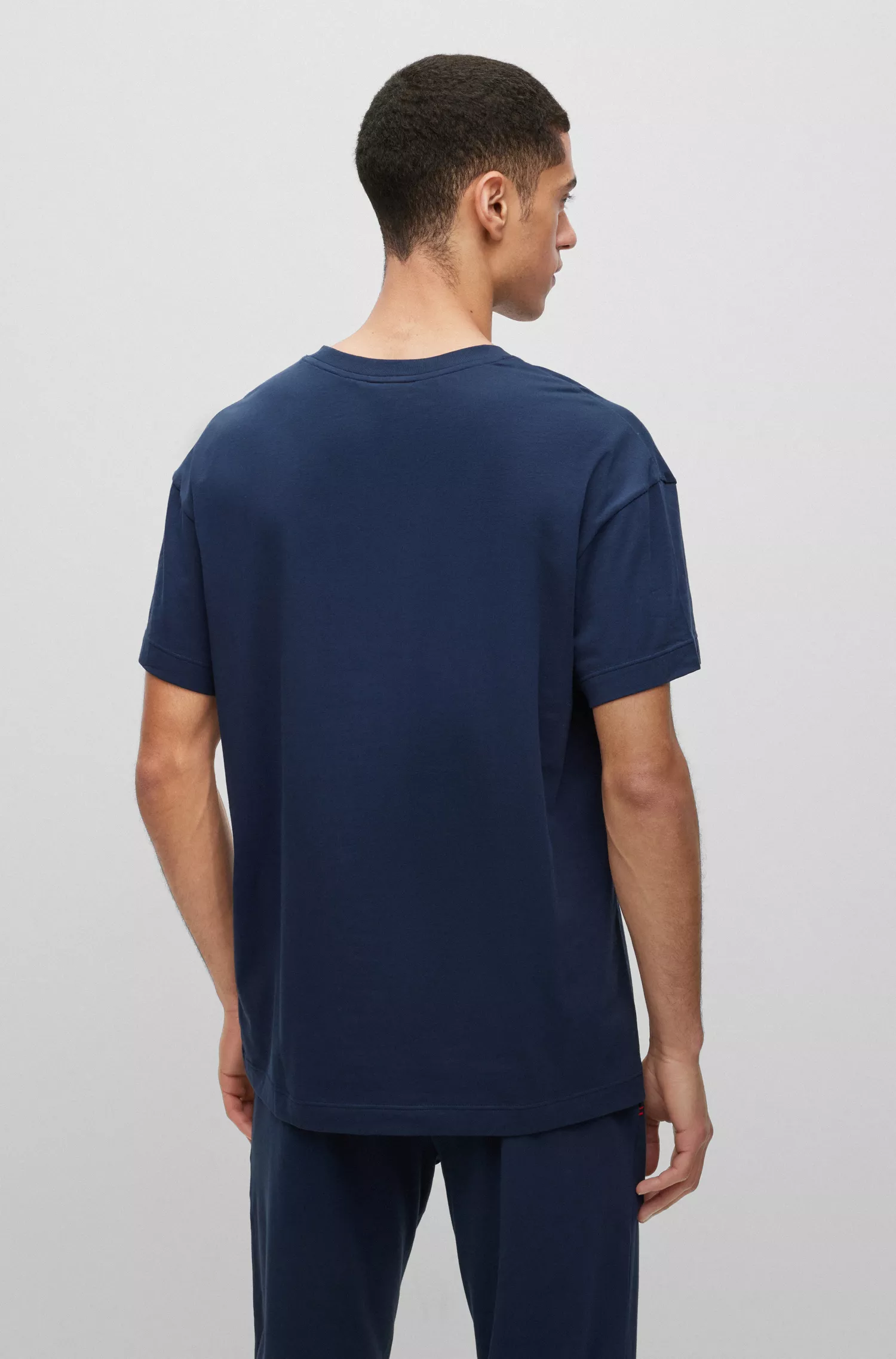Camiseta de pijama HUGO vermelha em malha de algodão stretch com logotipo vermelho.