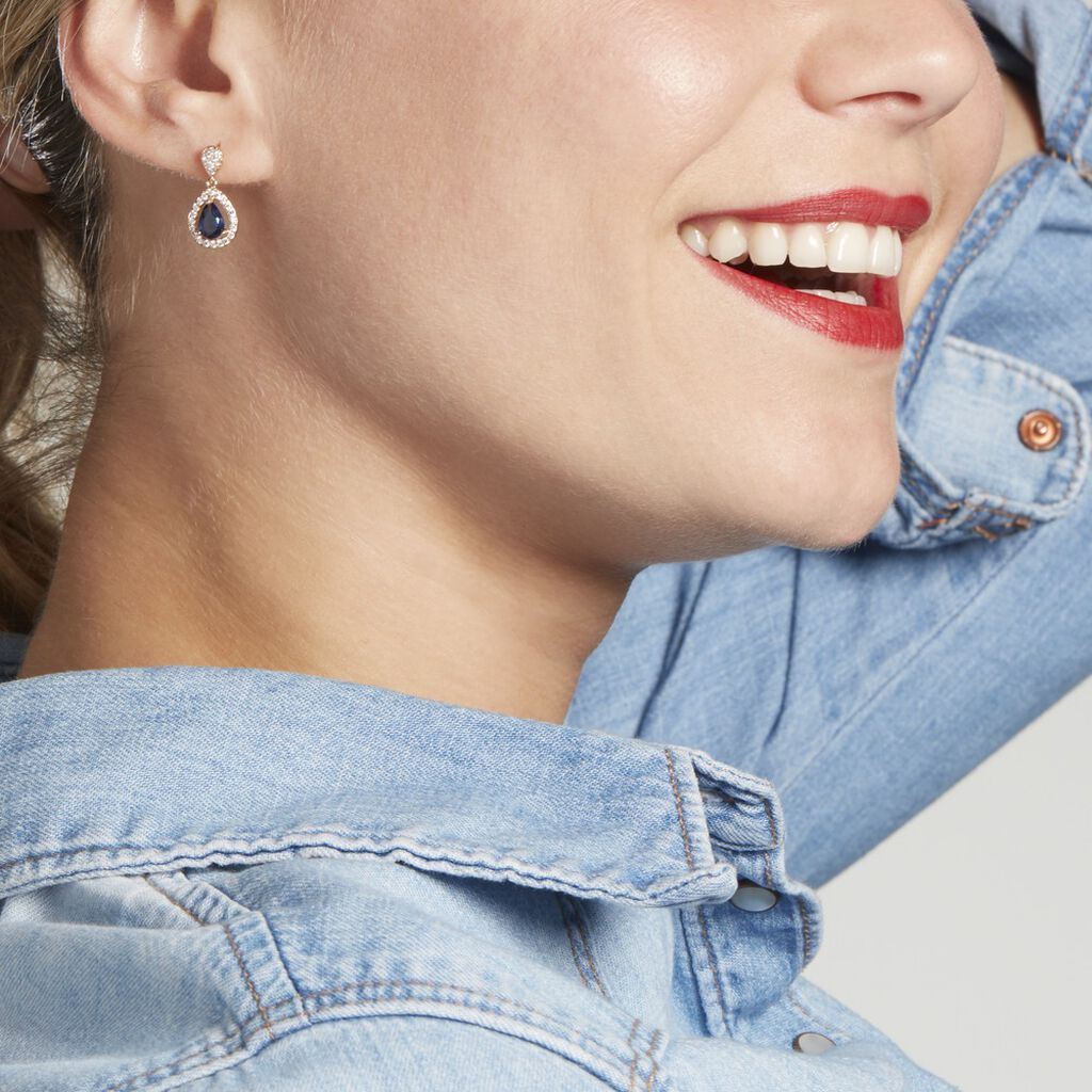Boucles D'oreilles Pendantes Brigita Plaqué Or Pierre De Synthese