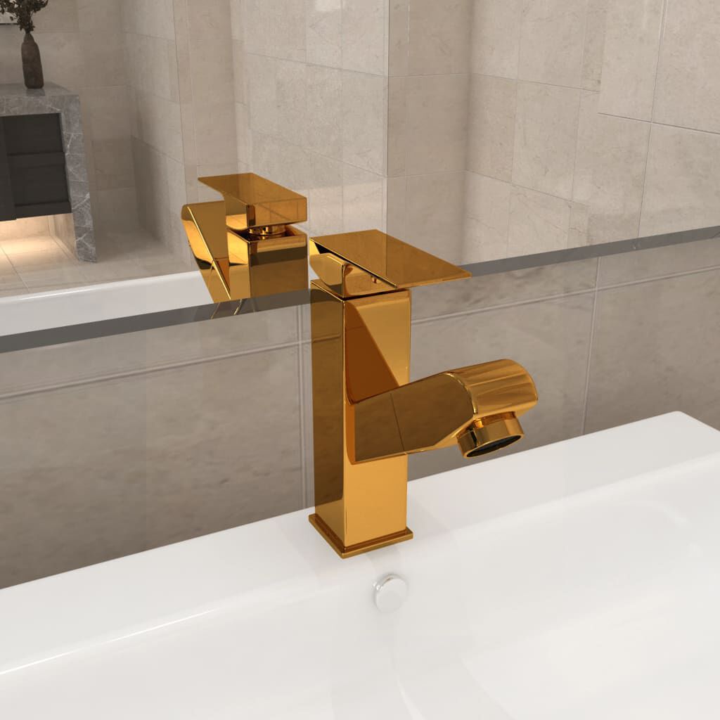 vidaXL Uittrekbare wastafelkraan goud 157x172 mm
