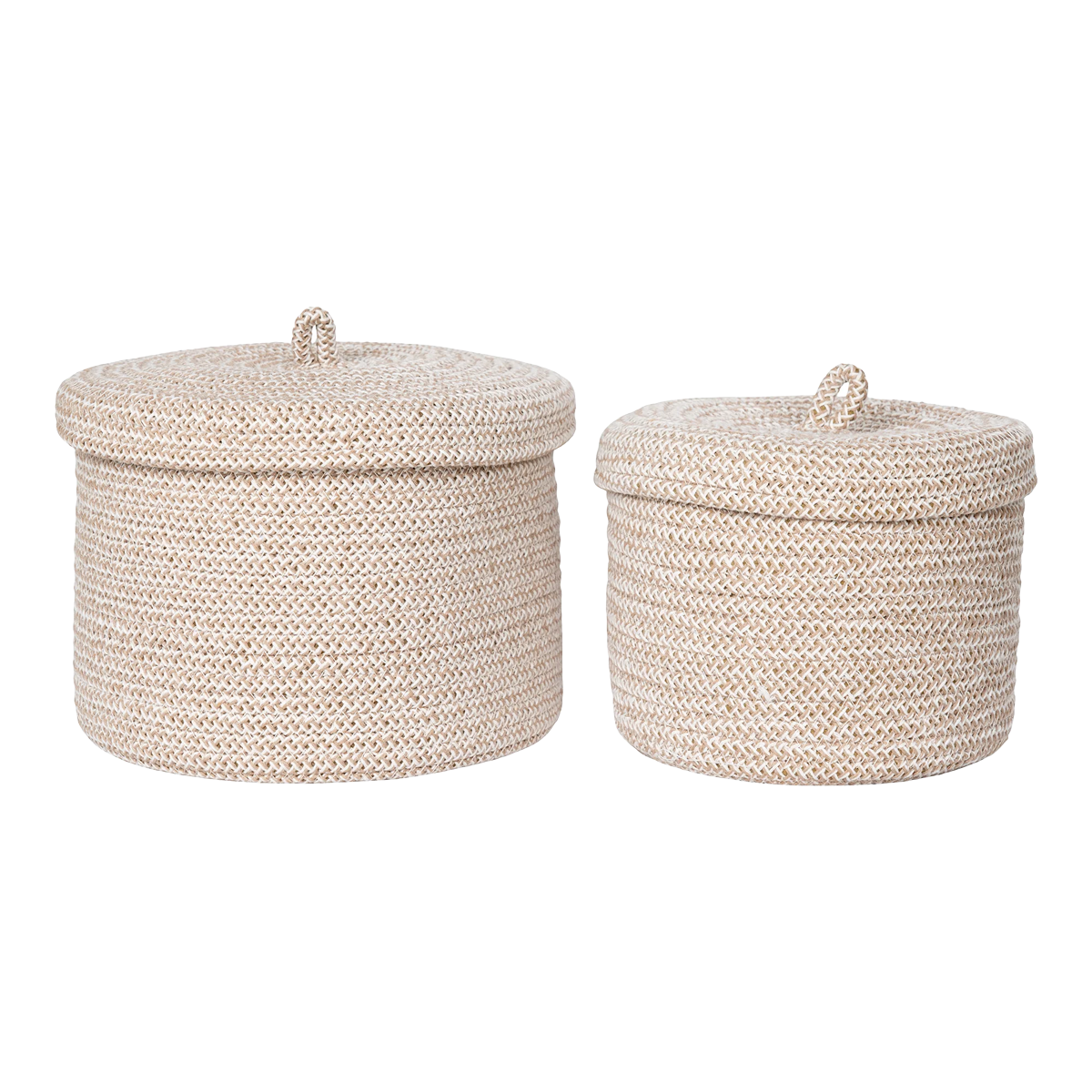 Manden Camille - met deksel - set van 2 Beige