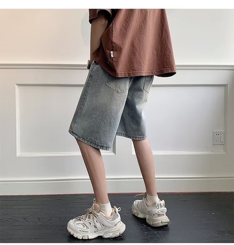 farrahces - Gewassen denim shorts met trekkoordtaille