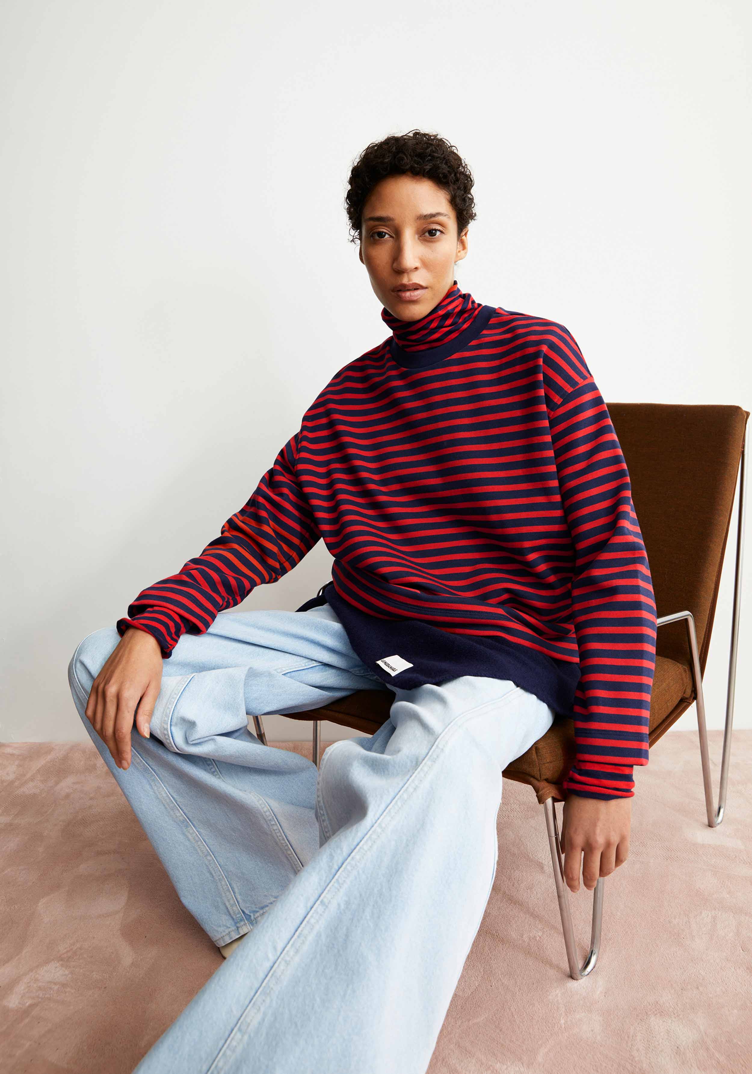 Armedangels Sweatshirt Frankaa Maarlen Stripe Tinted Navy-Candy Apple
