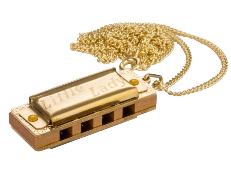 Hohner Mundharmonika Miniature Little Gold Halskette – C-Du Mini-Mundharmonika mit goldener Halskette