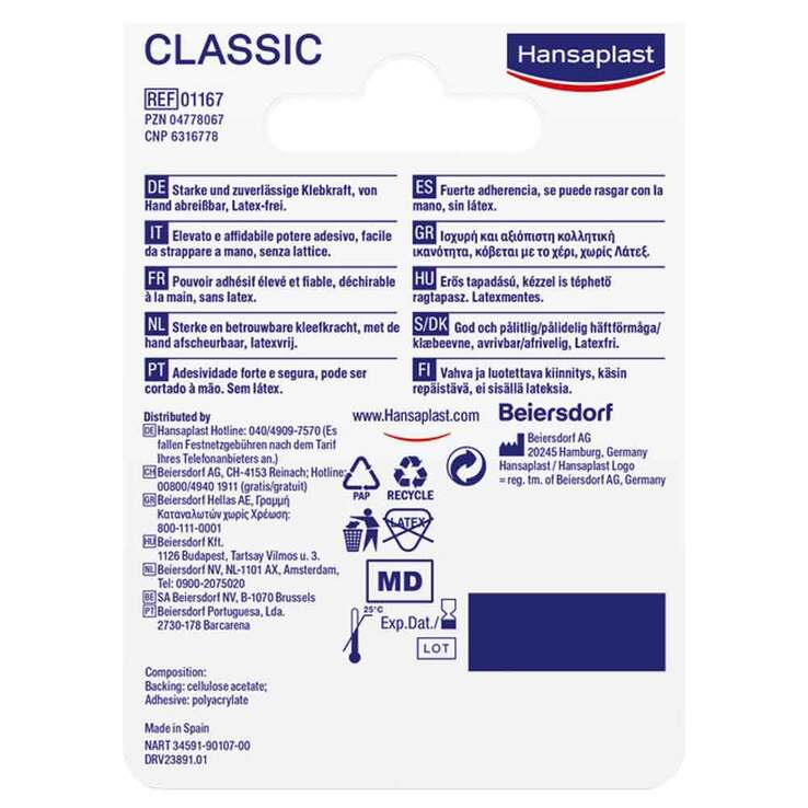 Hansaplast Fixierpflaster Classic 5mx1,25cm, 1 St