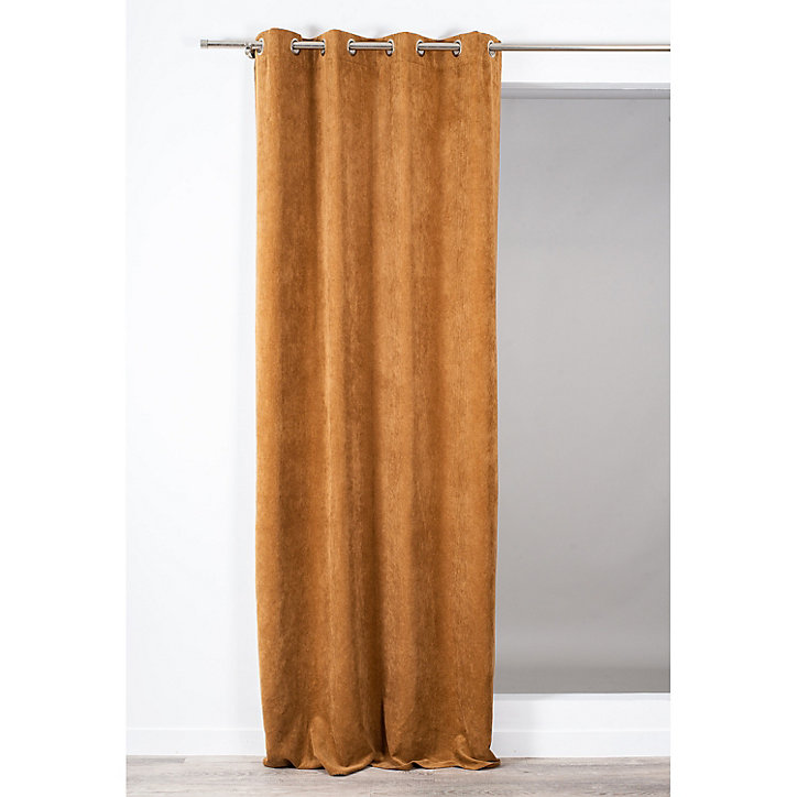 Rideau tamisant Fernand Rocle velours cotelé marron camel L.260 x l.140 cm