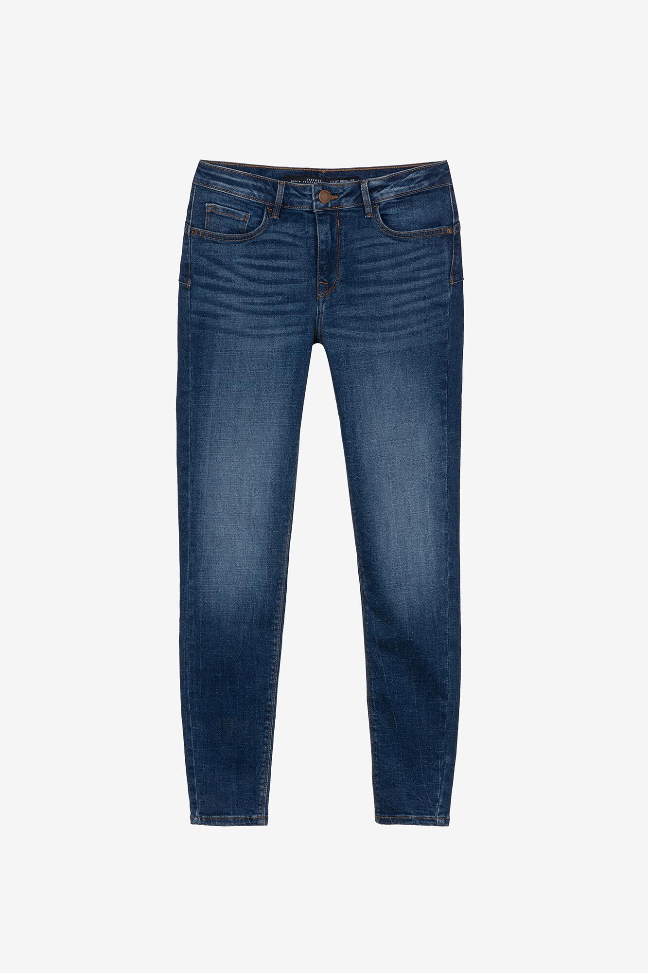 Calça jeans skinny de cintura média com efeito push-up leve