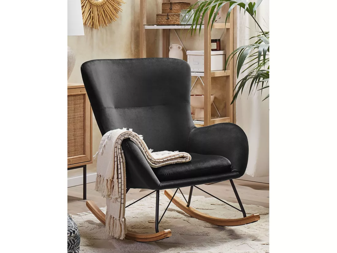 Fauteuil à bascule ELLAN Velours Noir