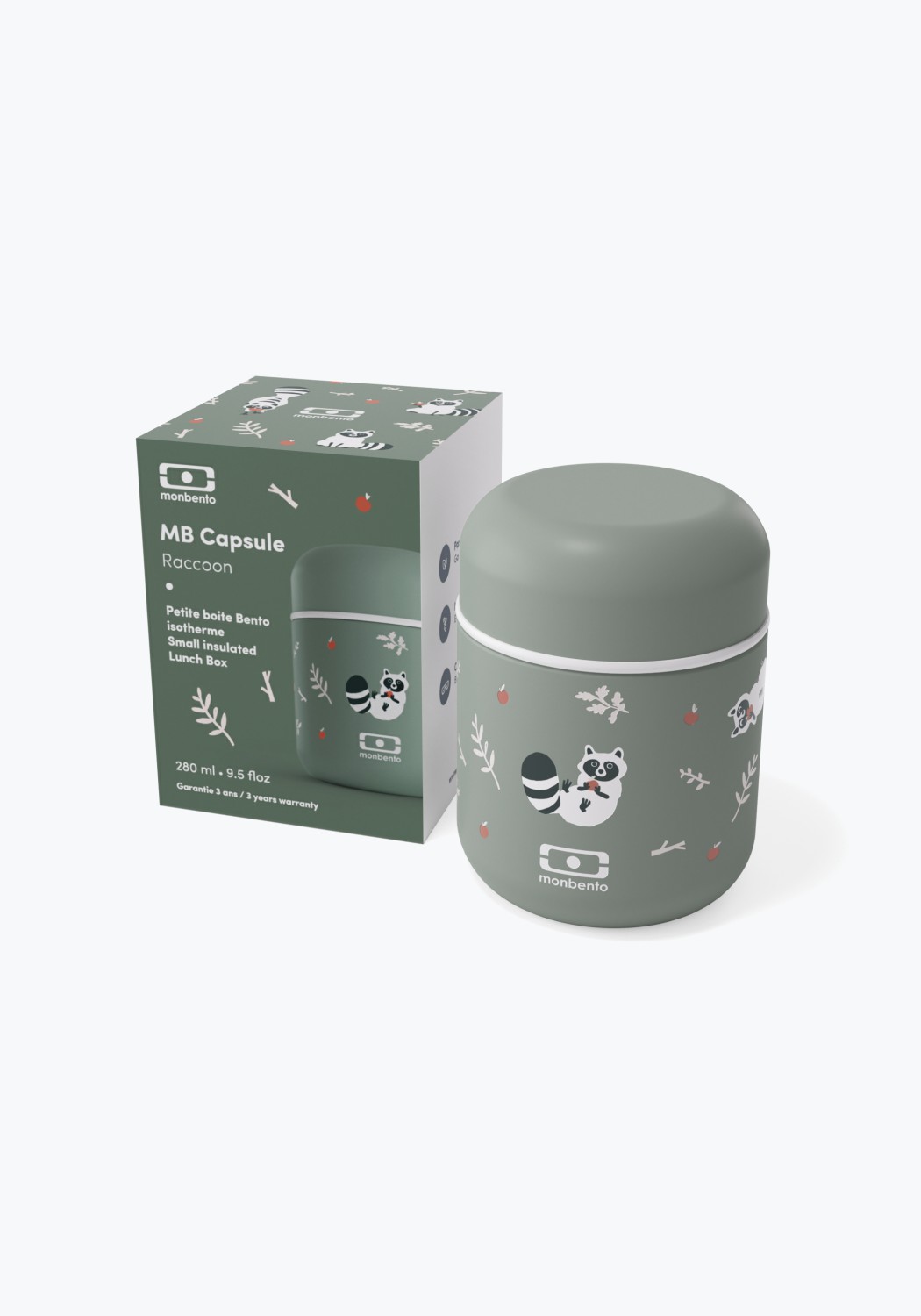 Monbento Small Insulated Kinder-Lunchbox Capsule Green Raccoon