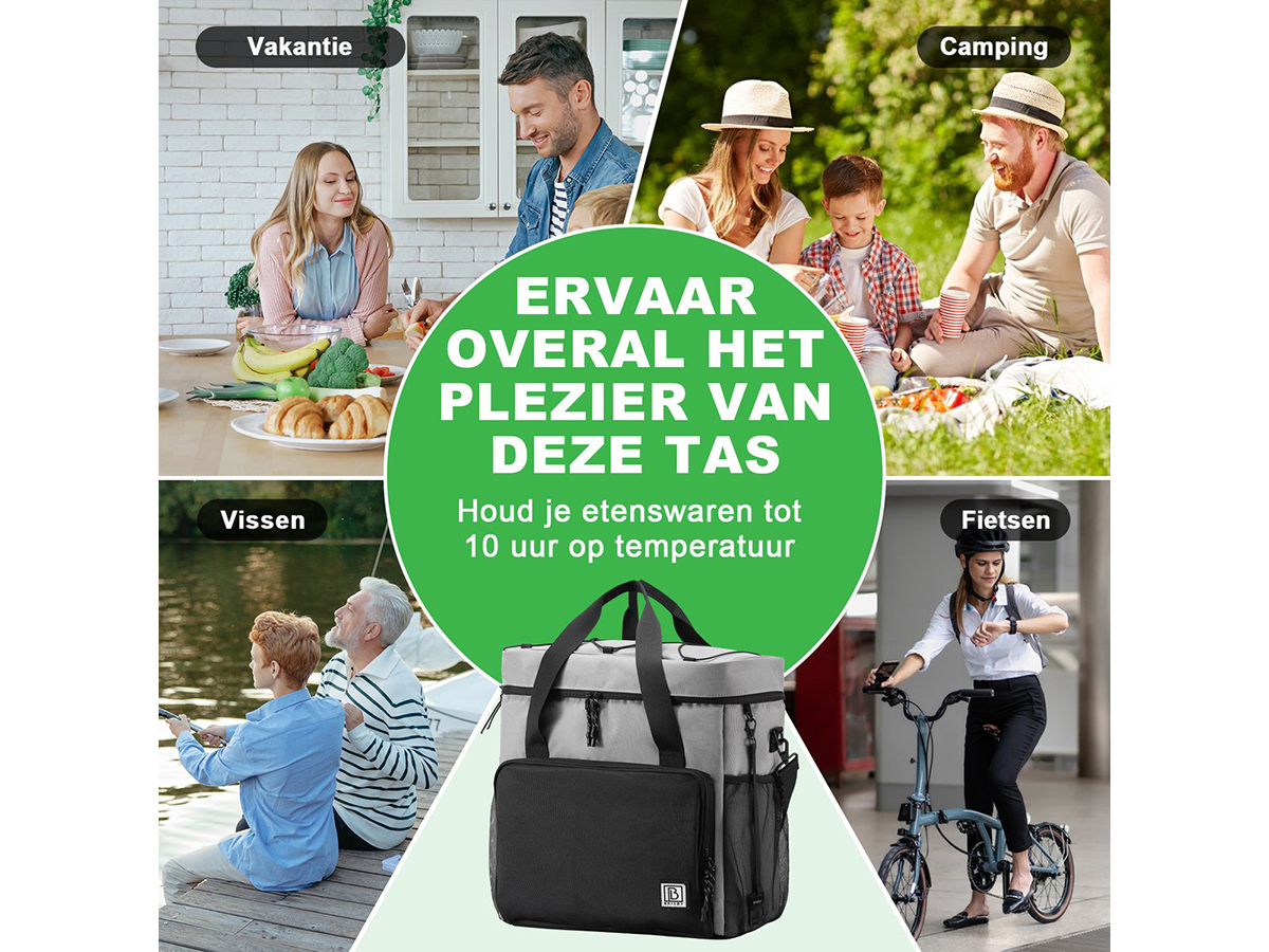 Brisby 4-laags geïsoleerde 40 liter koeltas - Grey
