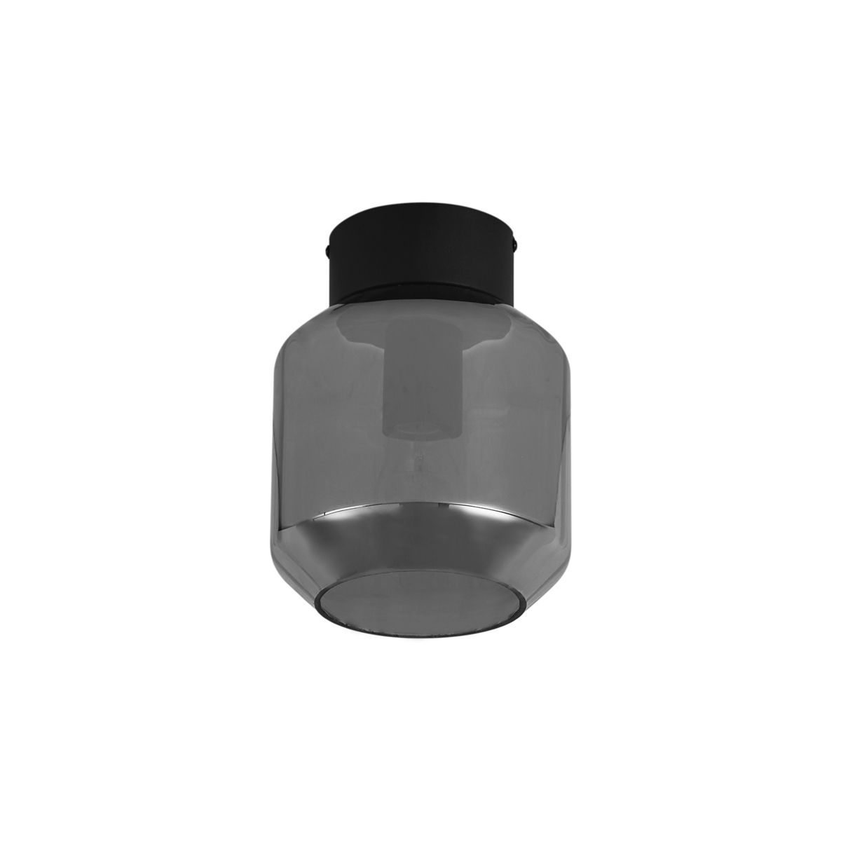 Moderne plafondlamp zwart met smoke glas - Stiklo