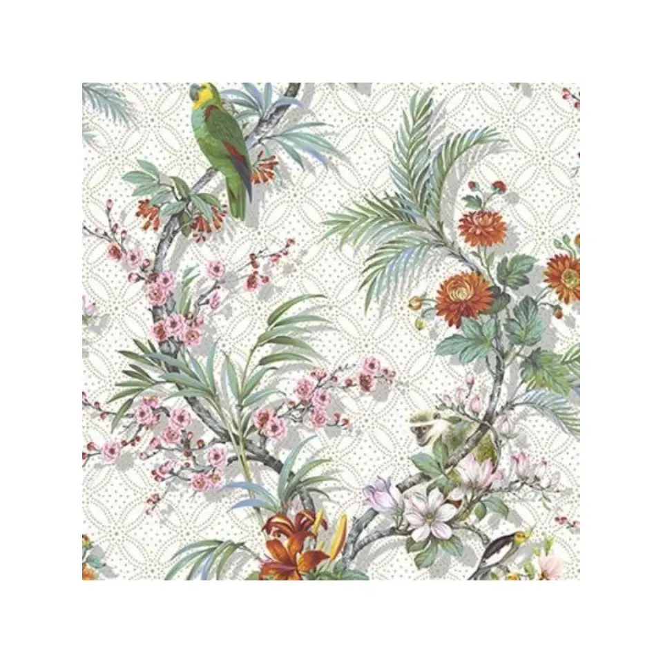 Dutch Wallcoverings - Odyssee tropisch wit/groen - 0,53x10,05m