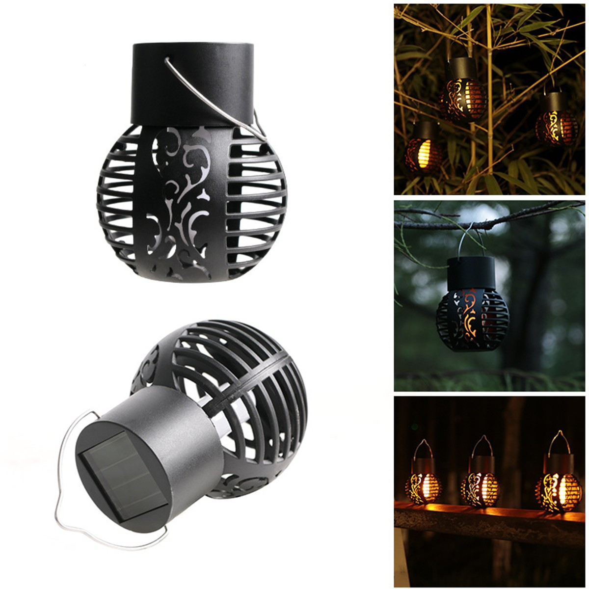 (9x7cm) LED Solar Lampe Outdoor Laterne Deko Flackernde Gartenleuchte Spritzwassergeschützt IP44 - Warmweiss