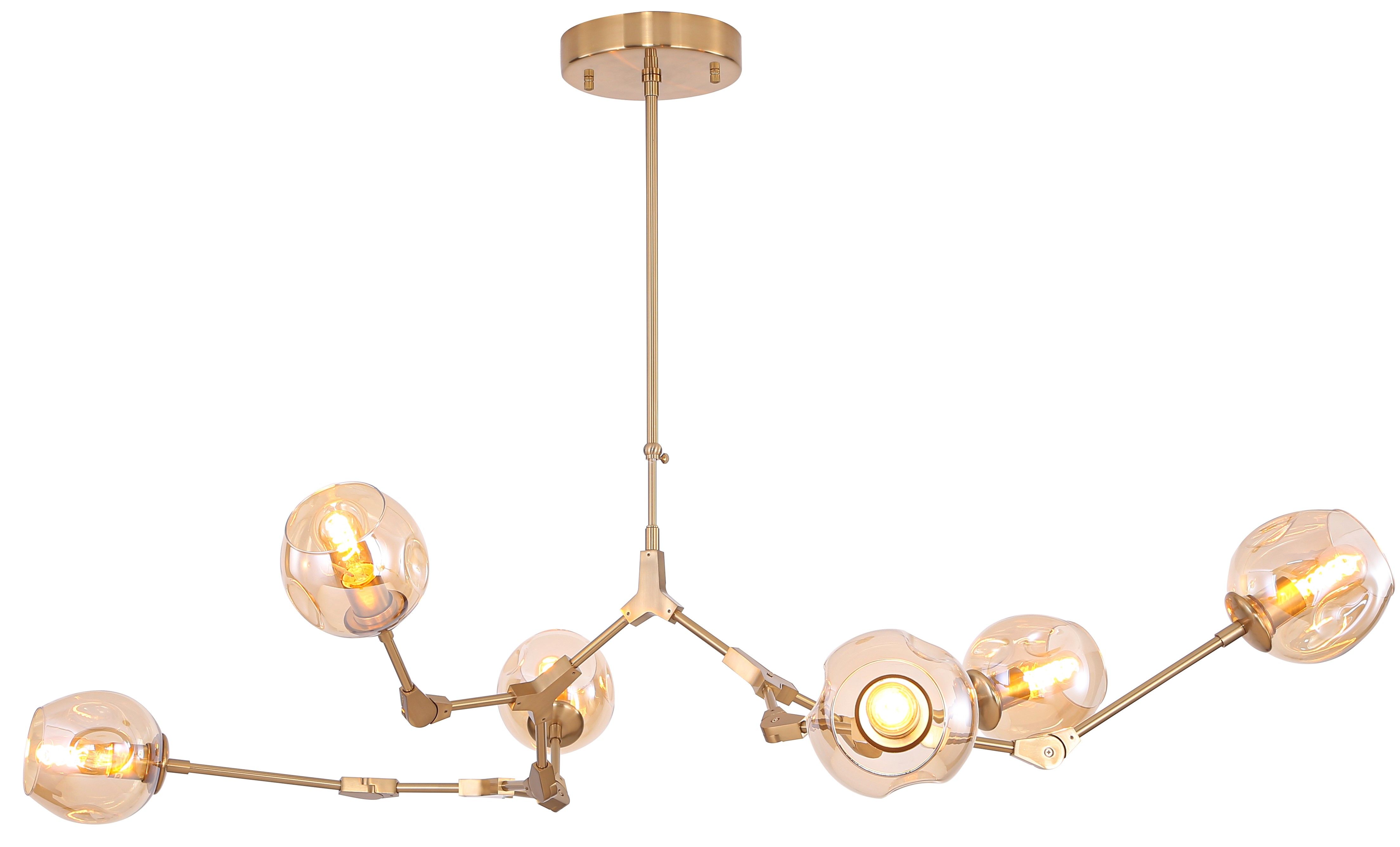 Plafondlamp 6-lichts Messing Cas B110 x D70 cm