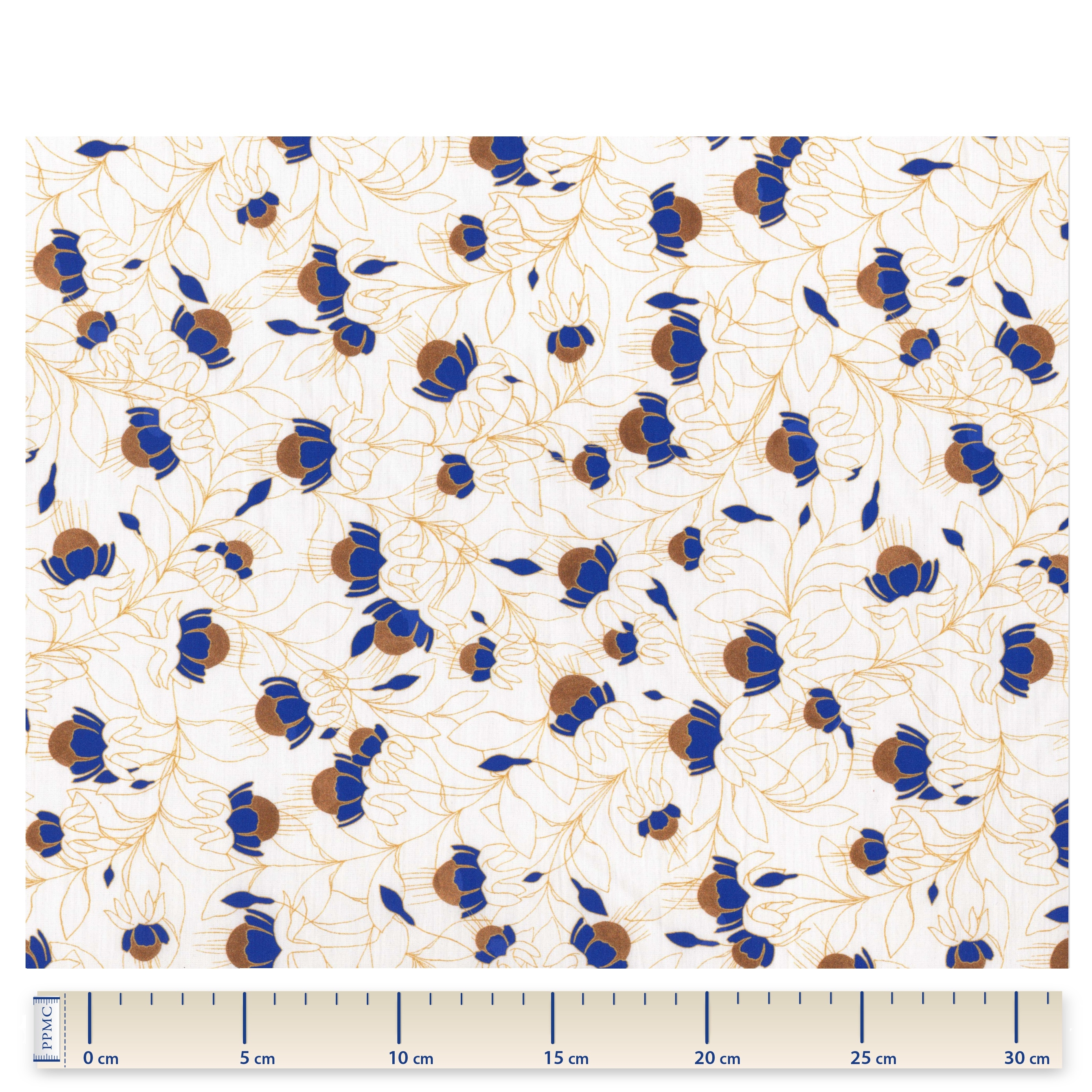 Coupon Tissu 50 Cm Ex2301 Clochettes Enchantées Cobalt