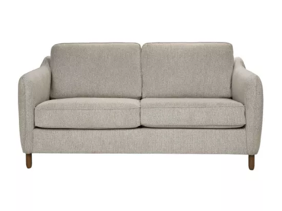 Vornay - Canapé convertible express 2 places en tissu pieds bois foncé - Beige