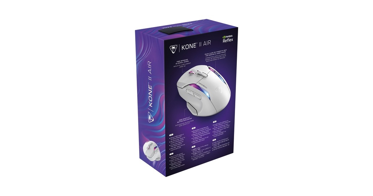 Turtle BeachKone II Air gaming muis  (Wit, 50 - 26.000 Dpi, RGB, USB / 2,4 GHz / Bluetooth)