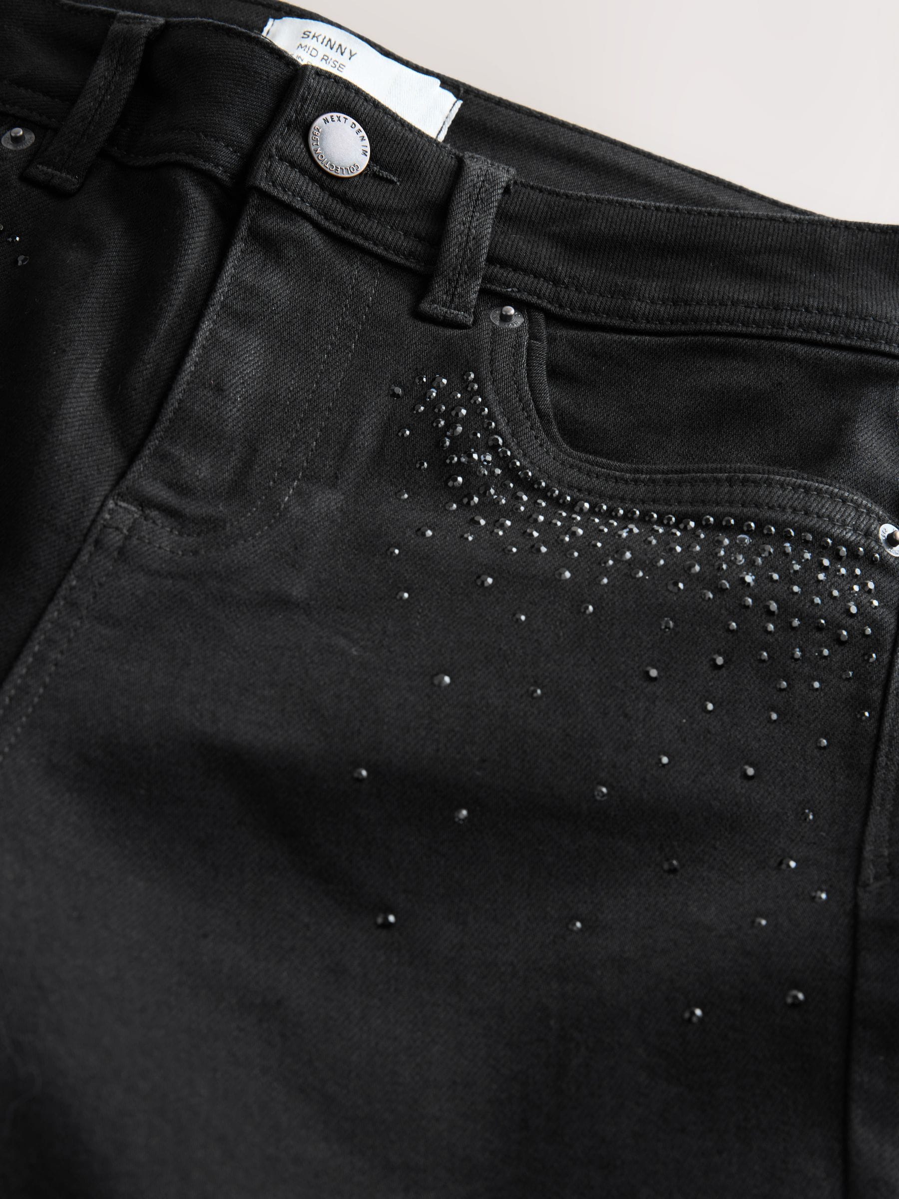 Zwarte verfraaide zak - Superzachte skinny jeans