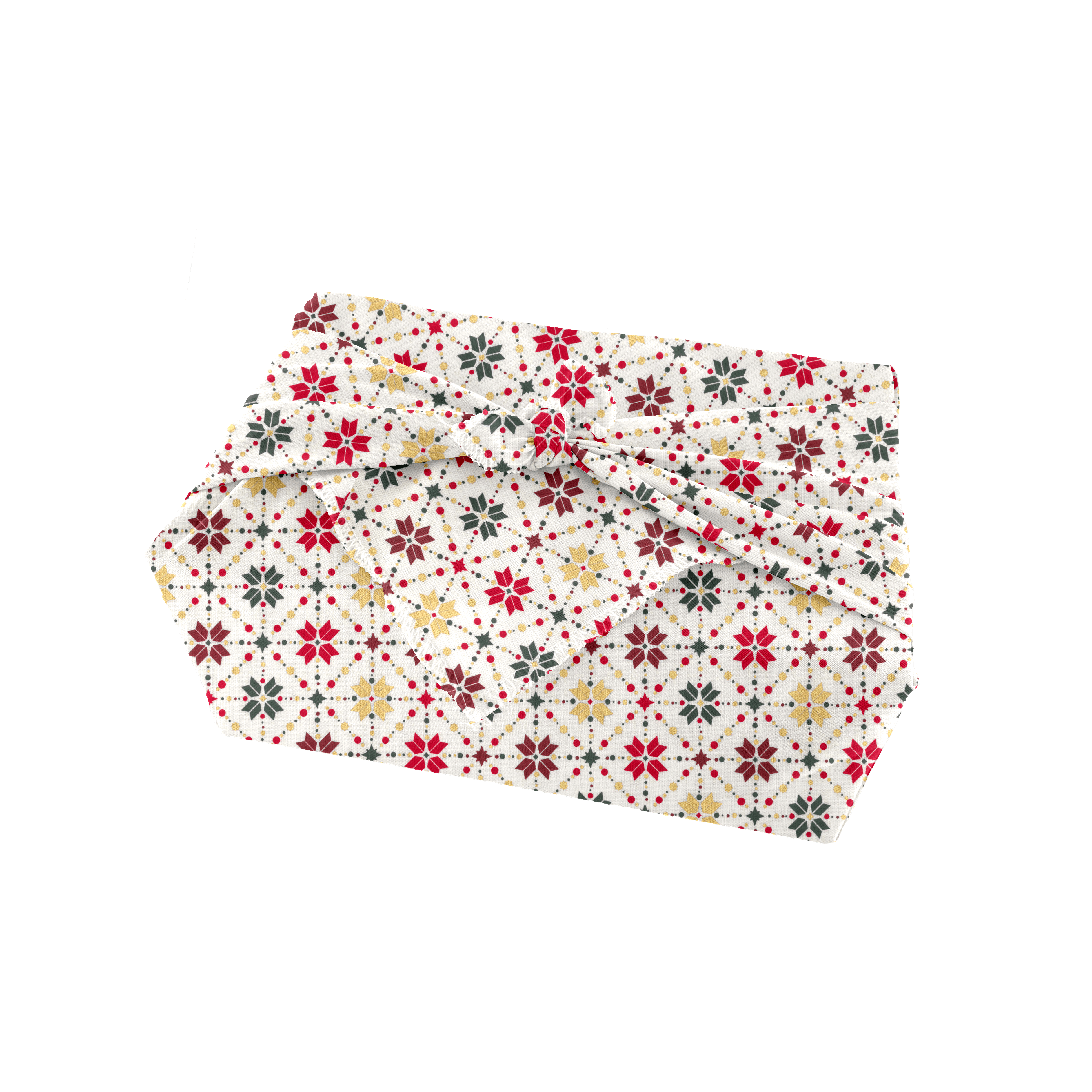 Furoshiki Moyen 48 X 48 Cm Ex2318 Géometrique Scandinave Or Écru