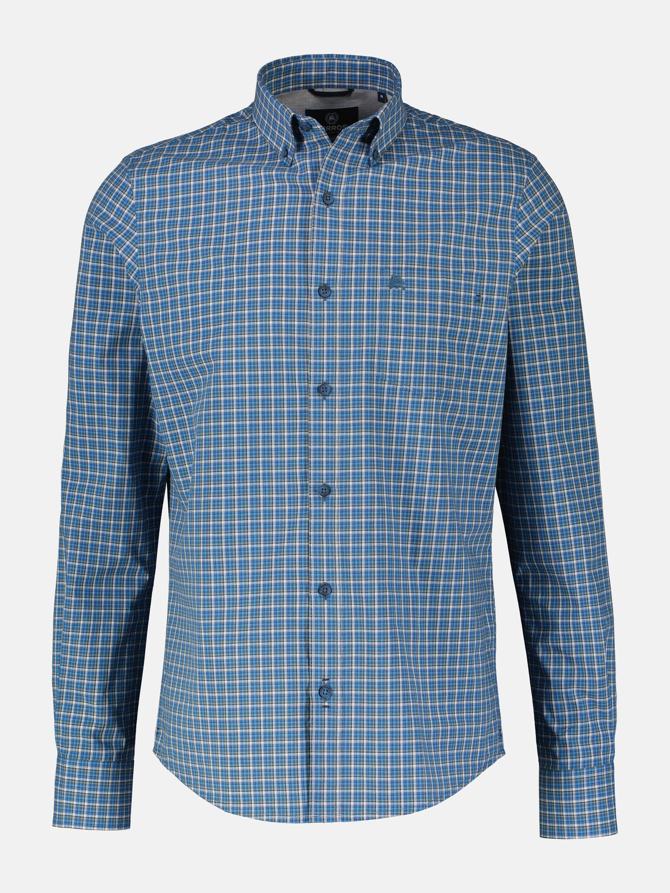 Langarmhemd, kariert, klassischer Button-down-Kragen