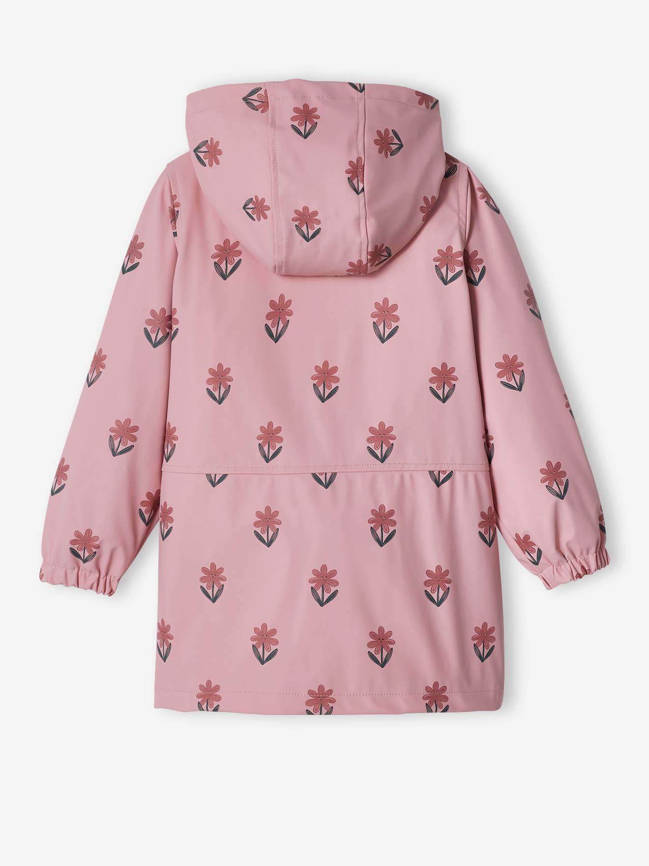 Capa de chuva com capuz e motivos florais, para meninas 6476