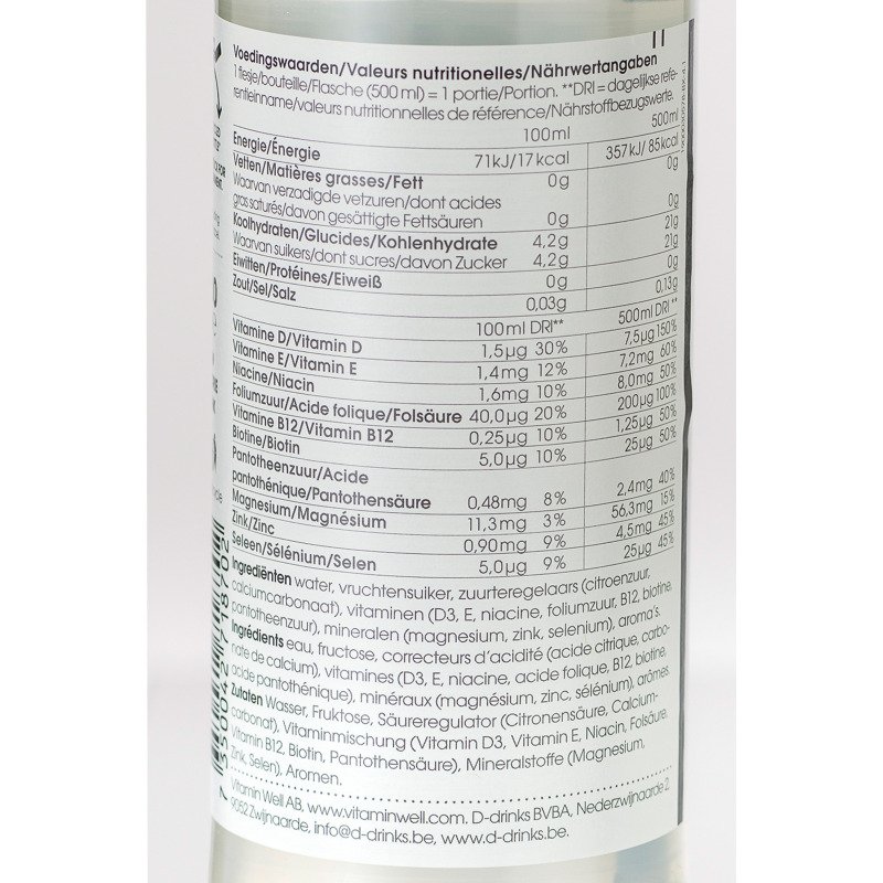 Eau vitaminée Vitamin Well Defence Citron et fleurs de sureau 50 cl - 24 bouteilles