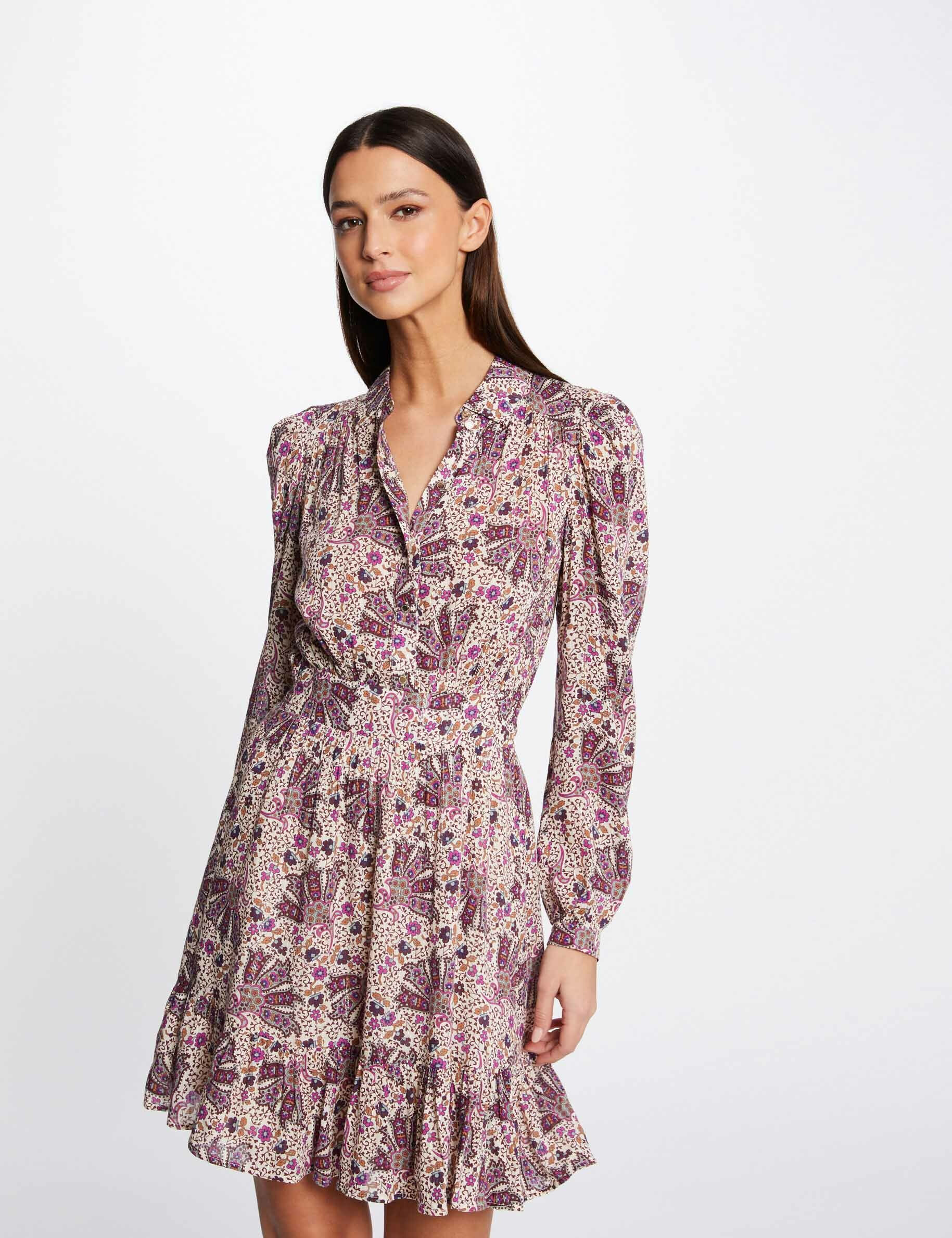 Robe droite fluide imprimé cachemire multico femme - multico