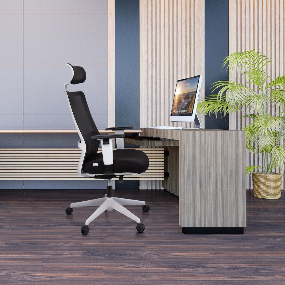 Profi Bürostuhl BRANCO Stoff/Netzstoff mit Armlehnen (höhenverstellbar) hjh OFFICE