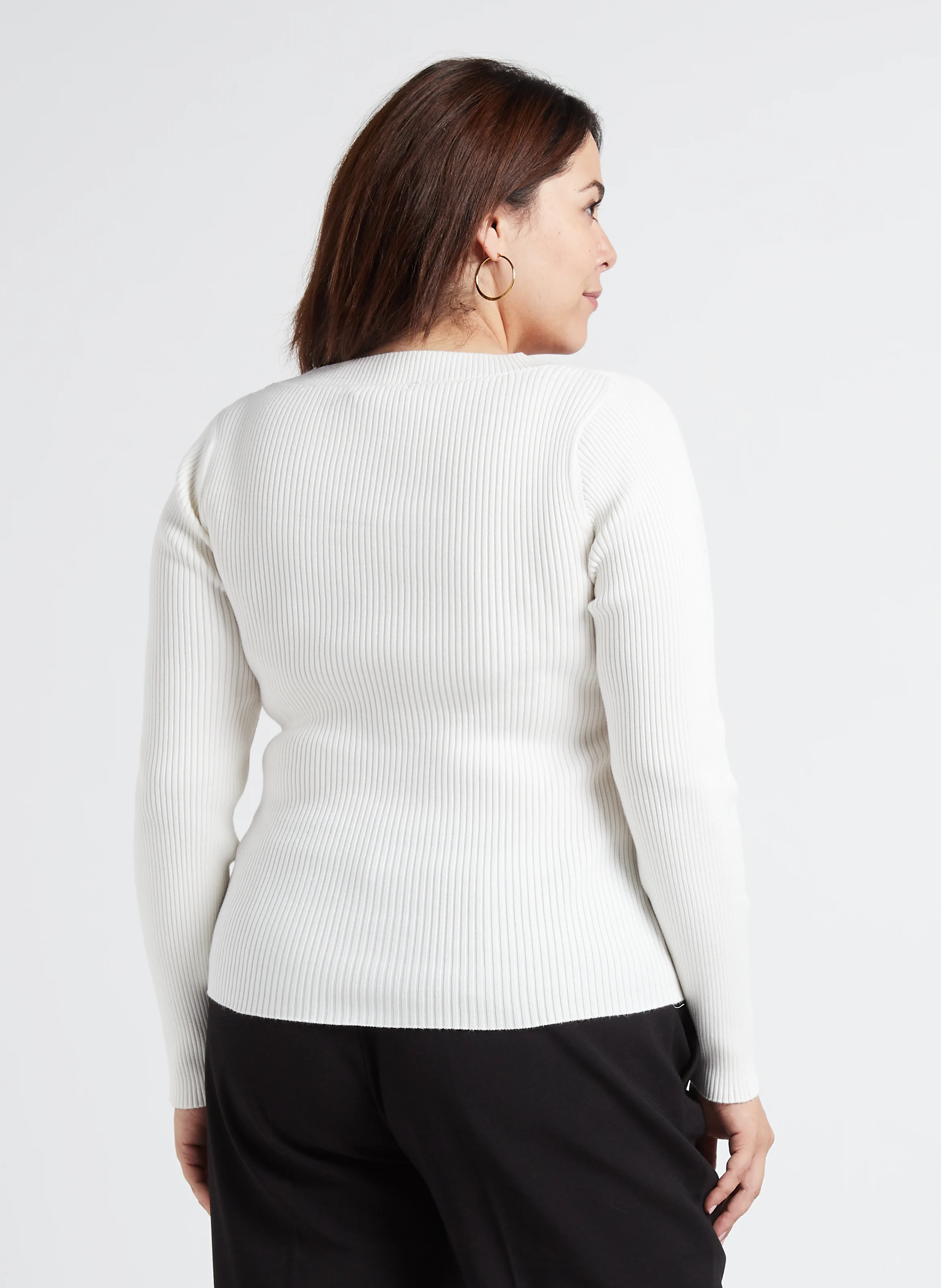 Top moulant col carré| Blanc