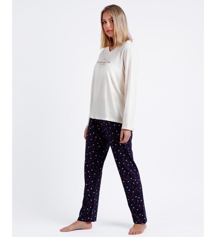 Admas Pijama Manga Larga Leve-me para Paris bege