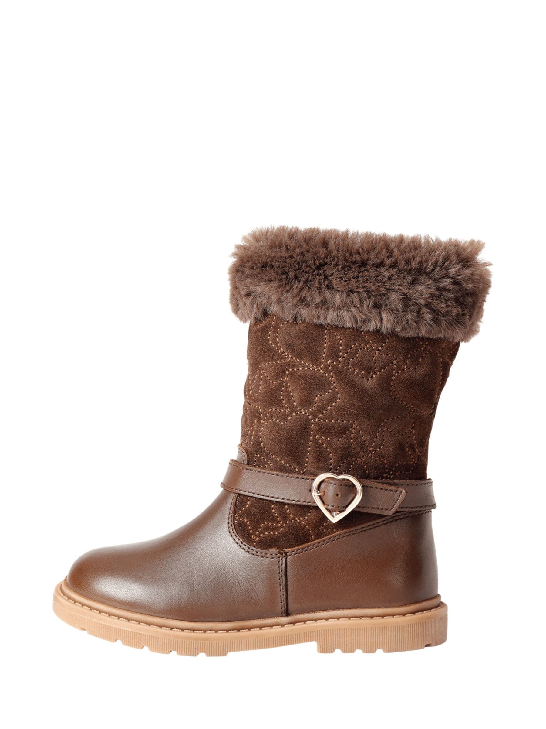 ToeZone Girls Sara Fur Warm Winter Brown Boots