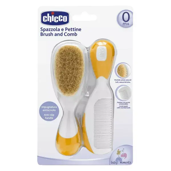 Escova e pente de banho Chicco +0m Laranja