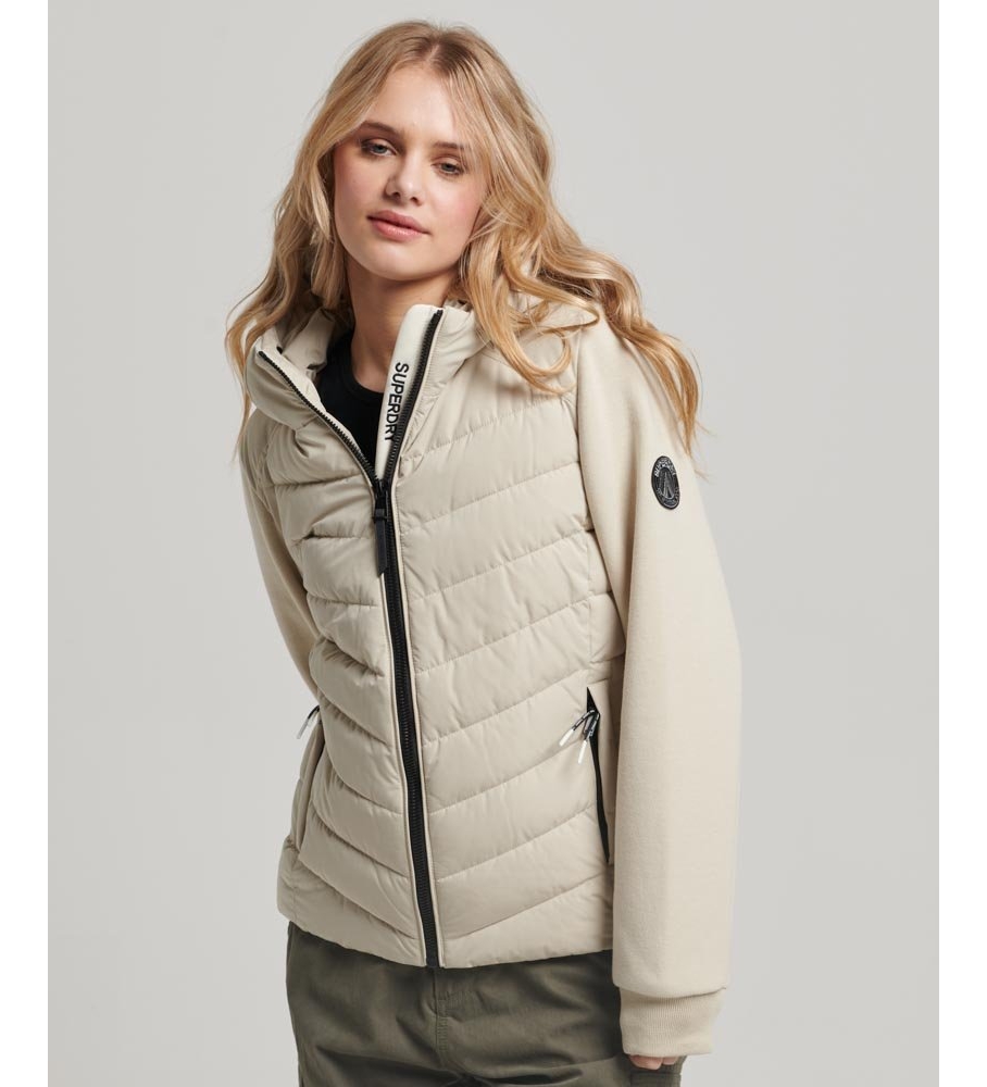 Jaqueta acolchoada híbrida Superdry bege