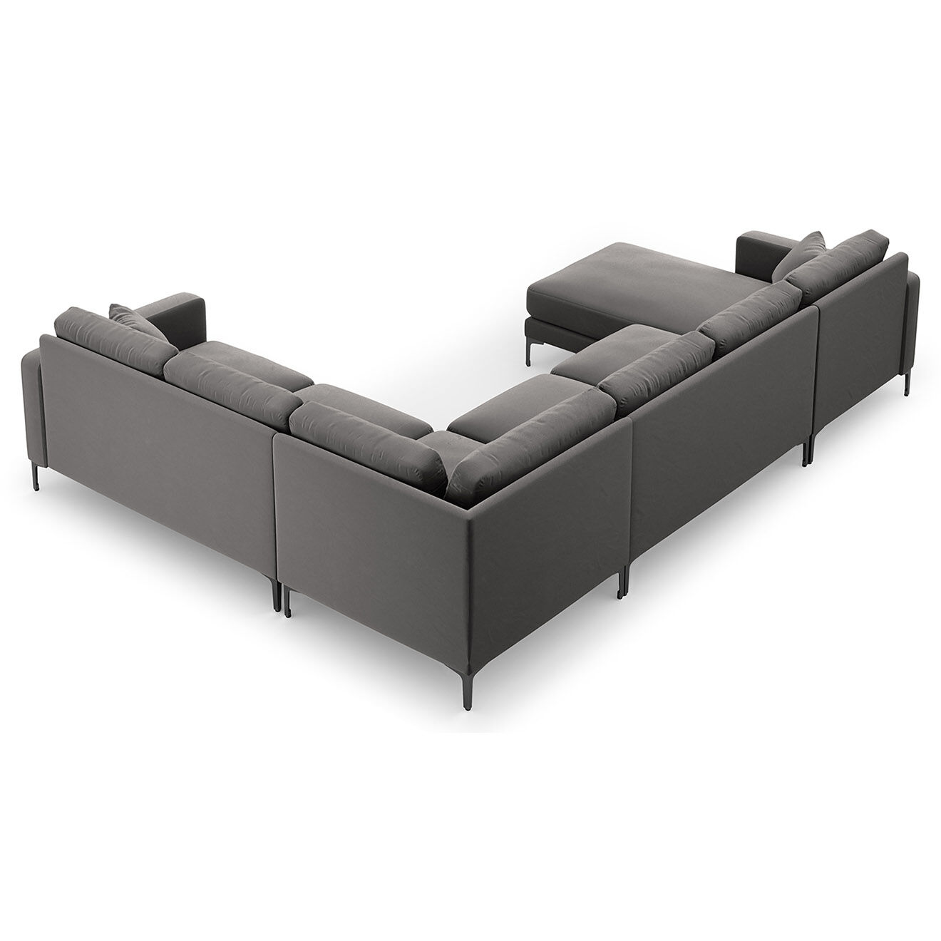 Mazzini Sofas Canapé Panoramique droit Velours Venus 6 Places gris - 326x236x90 cm