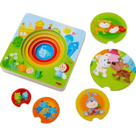 HABA 303536 Holzpuzzle Kunterbunte Tierkinder