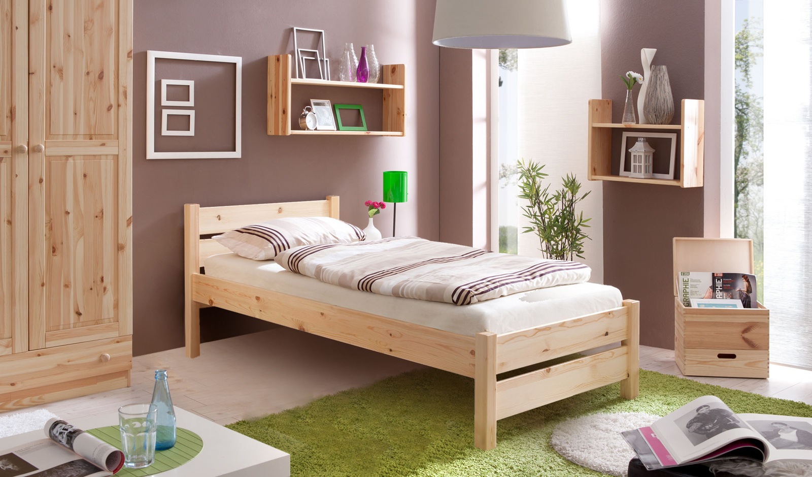 Ticaa Massivholzbett »Bora« ideal fürs Kinder- und Jugendzimmer, inklusive Rollrost