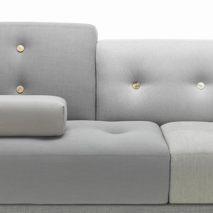 Vitra - Polder Sofa, Armlehne links / grau (Mix The Pebble Greys 04) (Knopset hell 01)