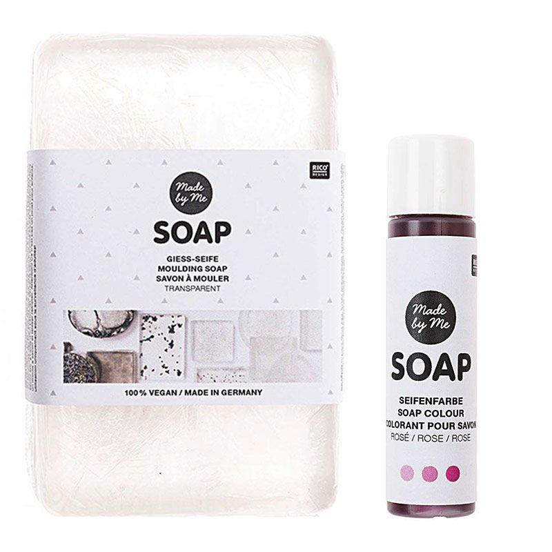 Savon à mouler transparent vegan 250 g + colorant rose