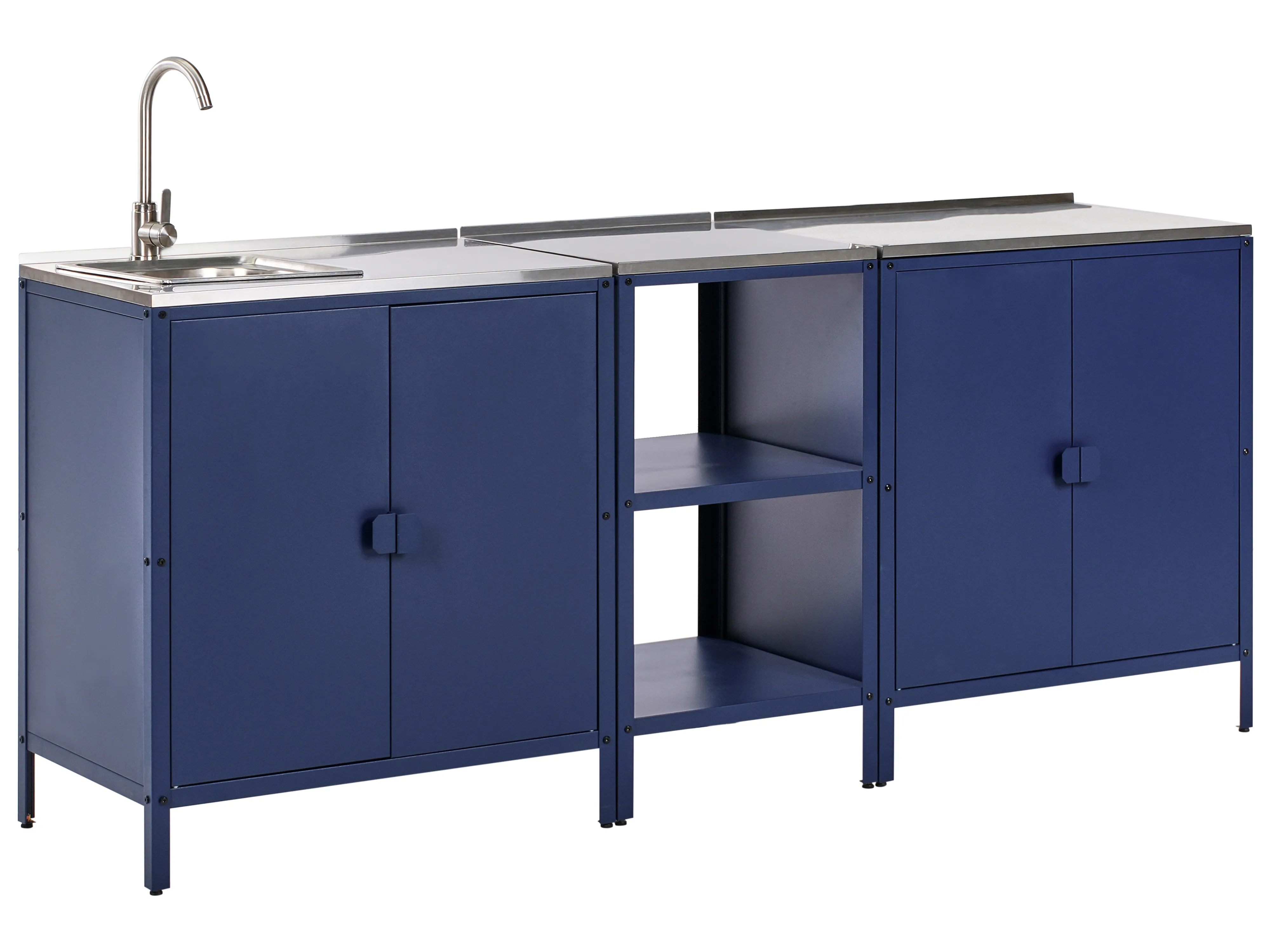 Tuin keukenset 3-delig met spoelbak VILAMA Metaal Blauw