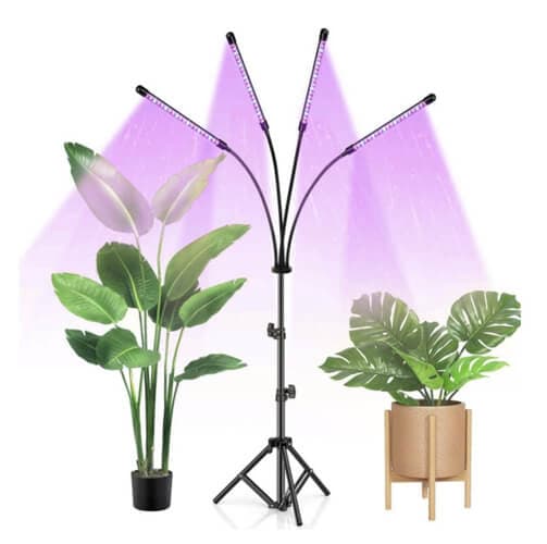 Fullspektret LED-plantelampe med stativ og 4 justerbare armer