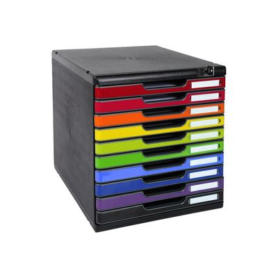 Exacompta Modulo Iderama - Module de classement 10 tiroirs - A4+ - noir/arlequin