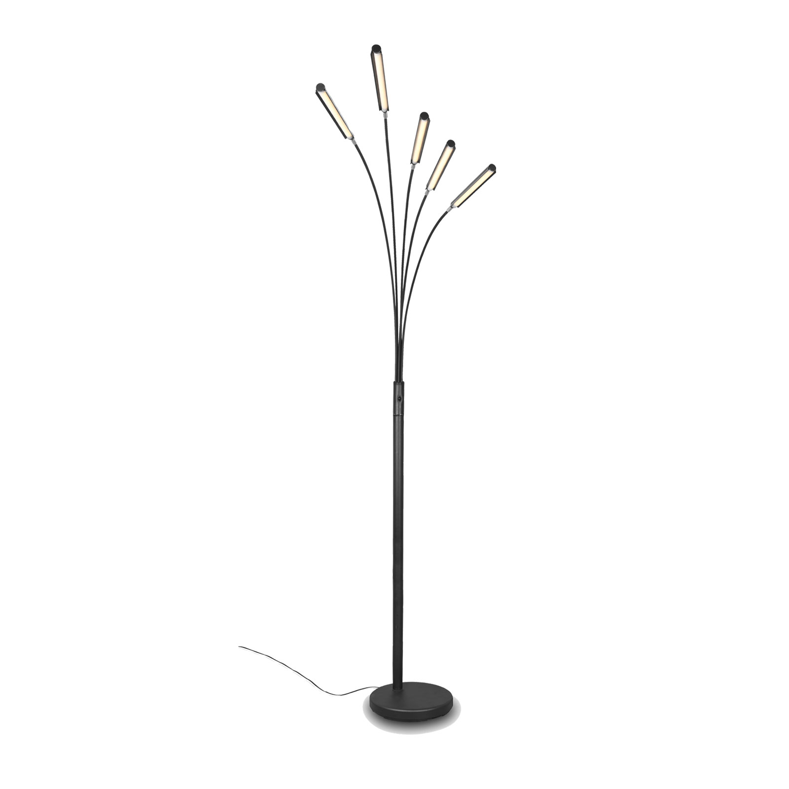 LED-Stehleuchte - schwarz - Metall - 5-flammig - 196 cm