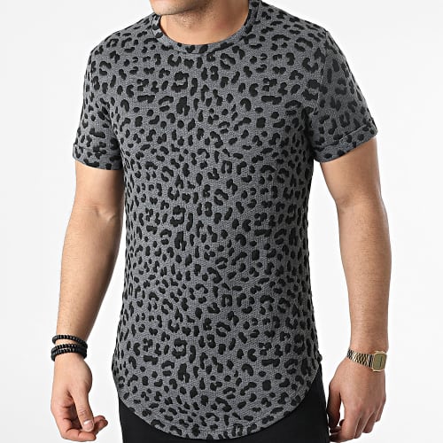 Tee Shirt Oversize Léopard DD35 Gris Anthracite