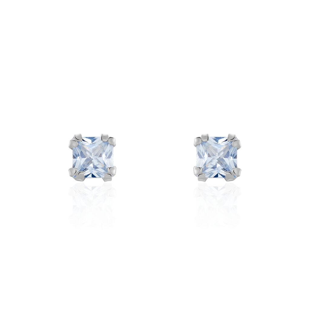 Boucles D'oreilles Puces Doreen Carre Or Blanc Oxyde De Zirconium